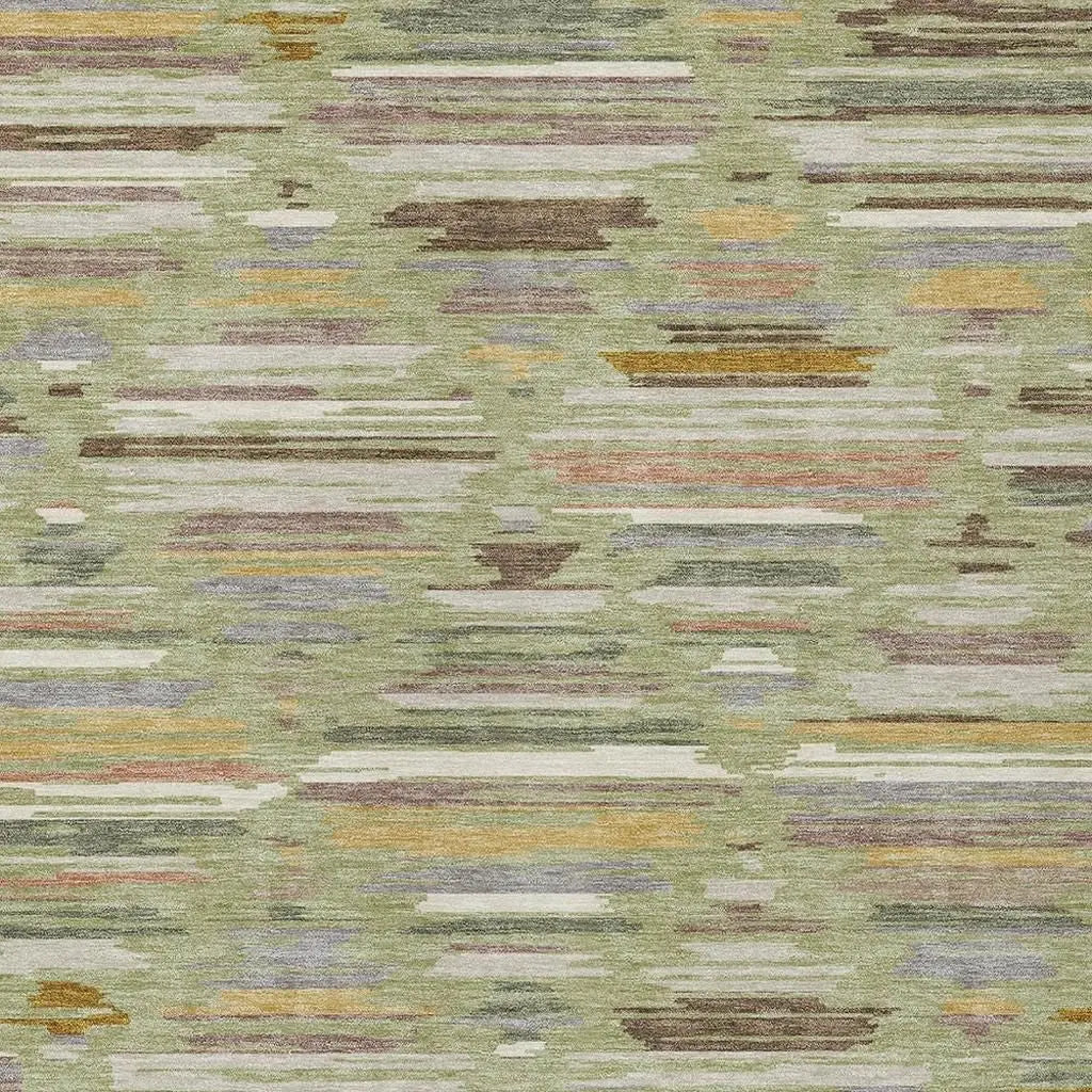 9' X 12' Green And Taupe Southwestern Washable Indoor Outdoor Area Rug Homeroots Outdoor