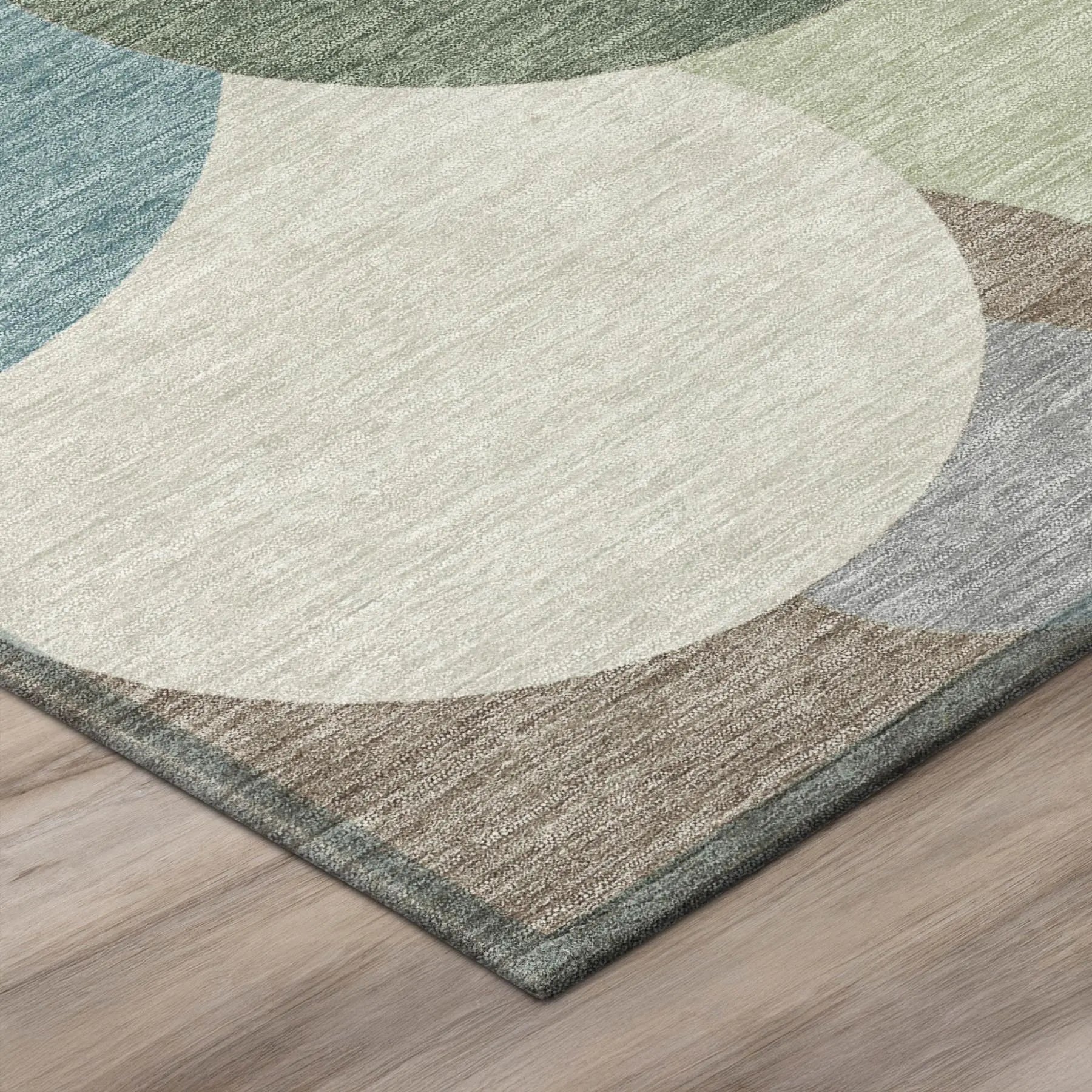 9' X 12' Green And Teal Blue Geometric Washable Indoor Outdoor Area Rug Homeroots Outdoor
