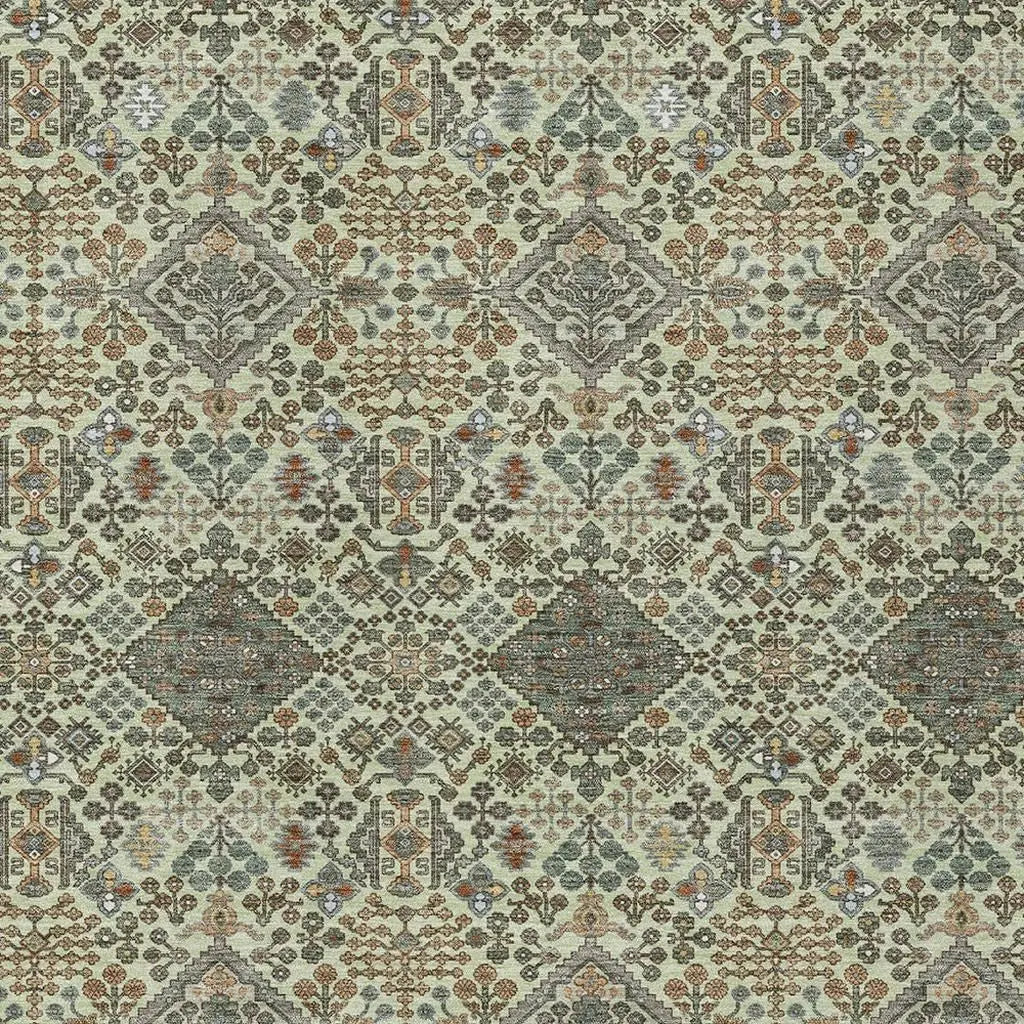 9' X 12' Green And Teal Blue Geometric Washable Indoor Outdoor Area Rug Homeroots Outdoor