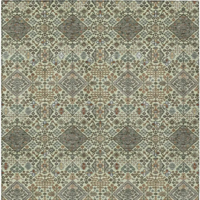 9' X 12' Green And Teal Blue Geometric Washable Indoor Outdoor Area Rug Homeroots Outdoor