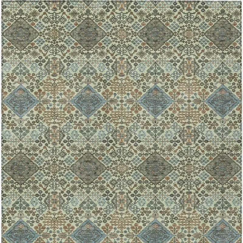9' X 12' Green And Teal Blue Geometric Washable Indoor Outdoor Area Rug Homeroots Outdoor
