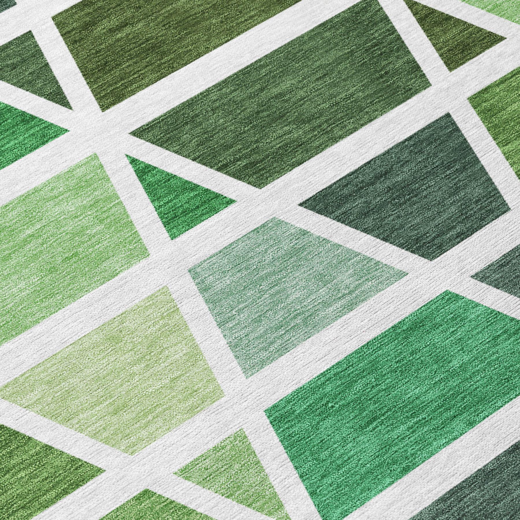 9' X 12' Green And White Geometric Washable Indoor Outdoor Area Rug Homeroots Outdoor
