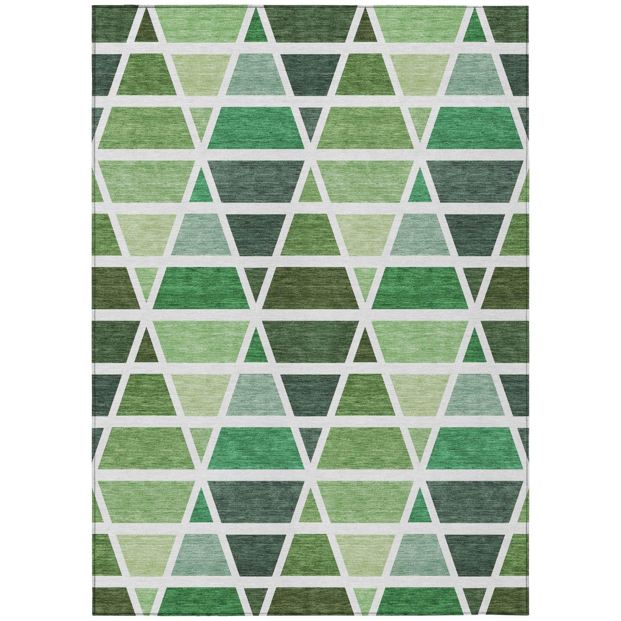 9' X 12' Green And White Geometric Washable Indoor Outdoor Area Rug Homeroots Outdoor