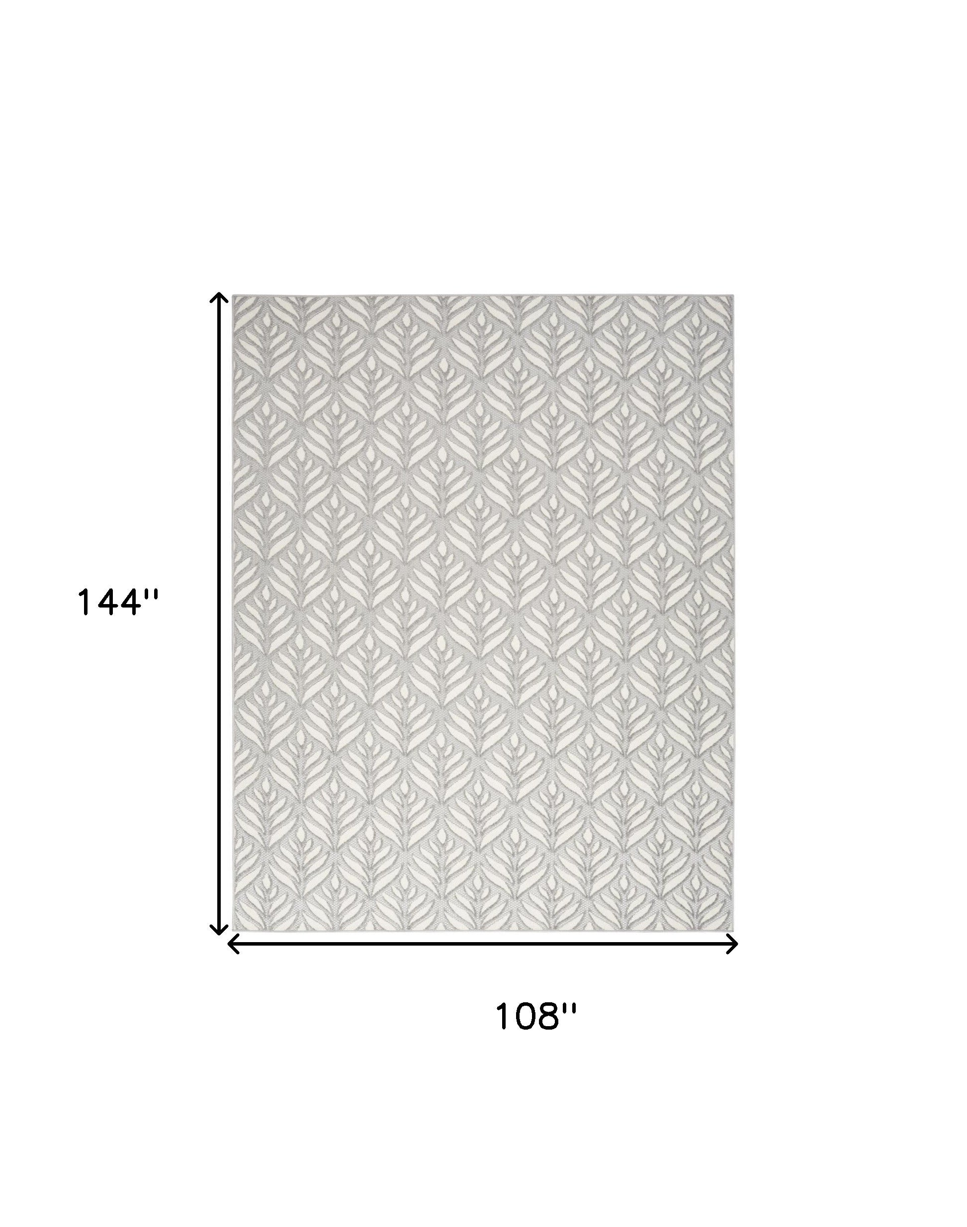 9' X 12' Grey Floral Stain Resistant Non Skid Area Rug Homeroots Outdoor