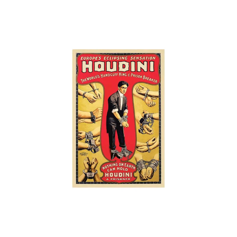 9" X 12" Houdini Handcuff King Vintage Magic Poster Wall Art Homeroots Home Decor