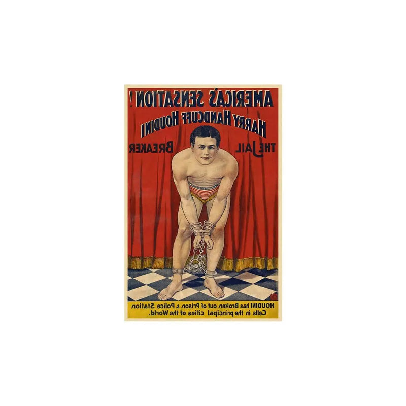 9" X 12" Houdini In Handcuffs Vintage Magic Poster Wall Art Homeroots Home Decor
