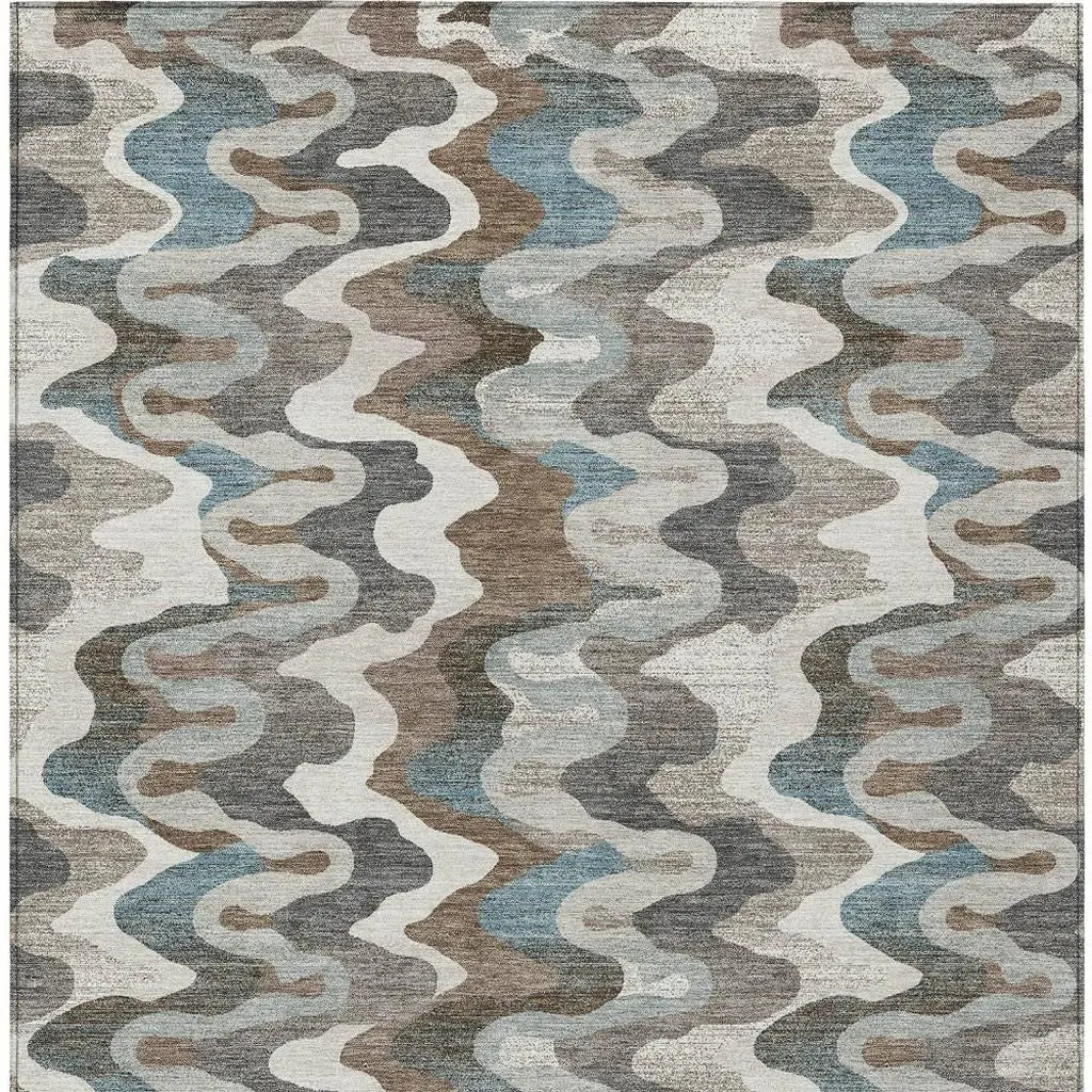 9' X 12' Ivory And Beige Abstract Washable Indoor Outdoor Area Rug Homeroots Outdoor