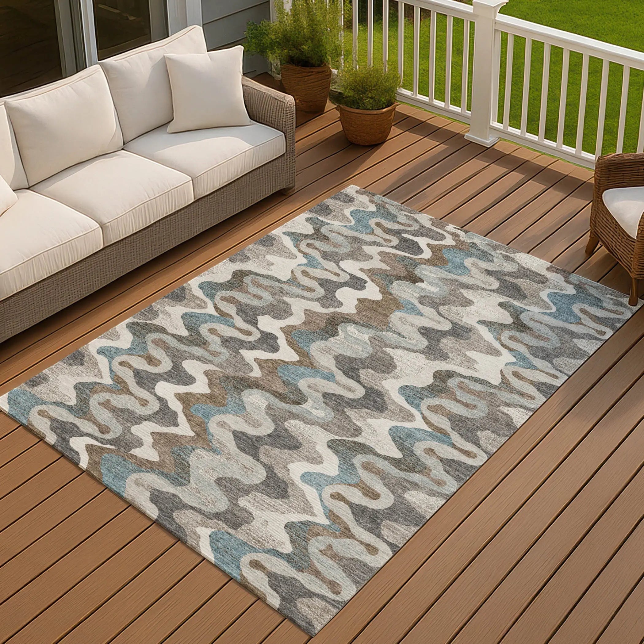 9' X 12' Ivory And Beige Abstract Washable Indoor Outdoor Area Rug Homeroots Outdoor
