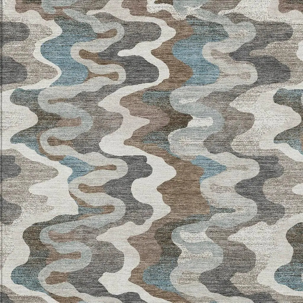 9' X 12' Ivory And Beige Abstract Washable Indoor Outdoor Area Rug Homeroots Outdoor