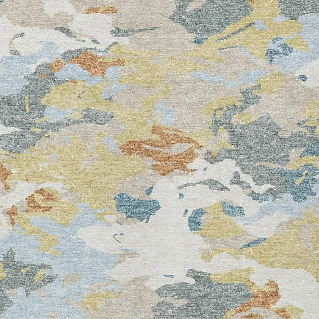 9' X 12' Ivory And Beige Abstract Washable Indoor Outdoor Area Rug Homeroots Outdoor