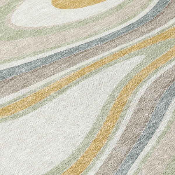 9' X 12' Ivory And Beige Abstract Washable Indoor Outdoor Area Rug Homeroots Outdoor