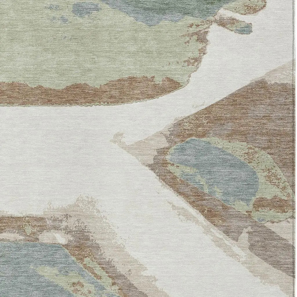9' X 12' Ivory And Beige Abstract Washable Indoor Outdoor Area Rug Homeroots Outdoor
