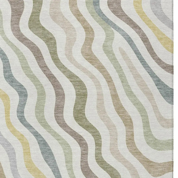 9' X 12' Ivory And Beige Abstract Washable Indoor Outdoor Area Rug Homeroots Outdoor