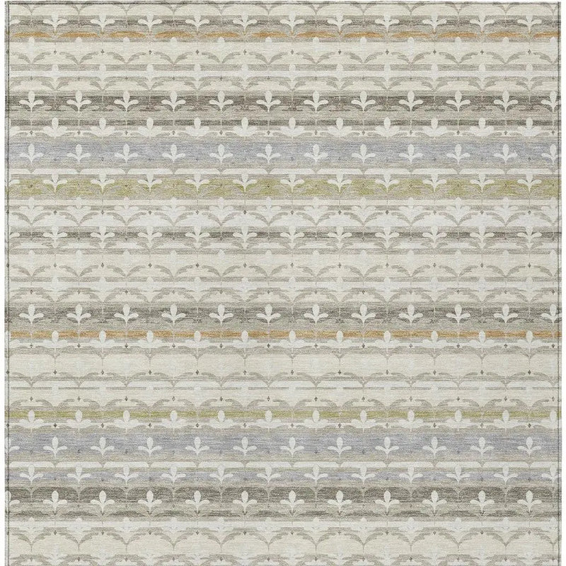 9' X 12' Ivory And Beige Damask Washable Indoor Outdoor Area Rug Homeroots Outdoor