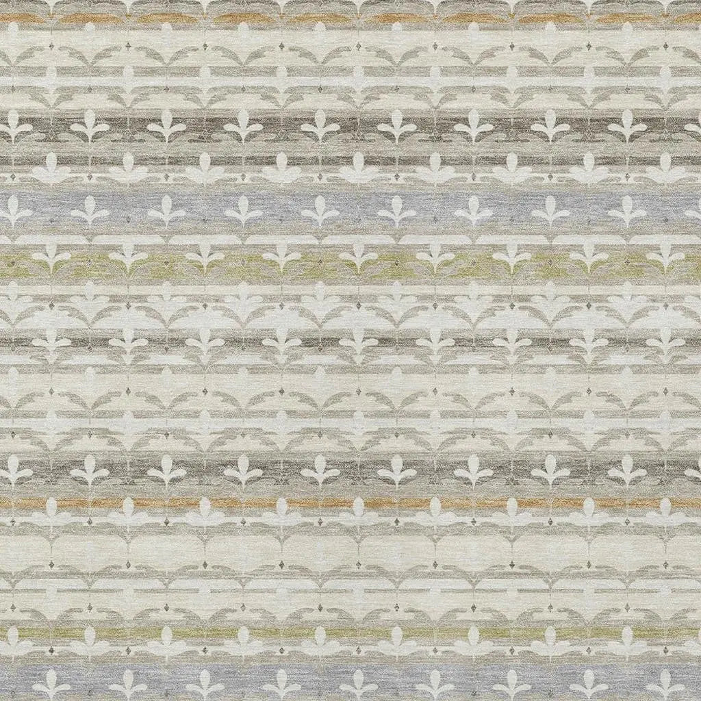9' X 12' Ivory And Beige Damask Washable Indoor Outdoor Area Rug Homeroots Outdoor