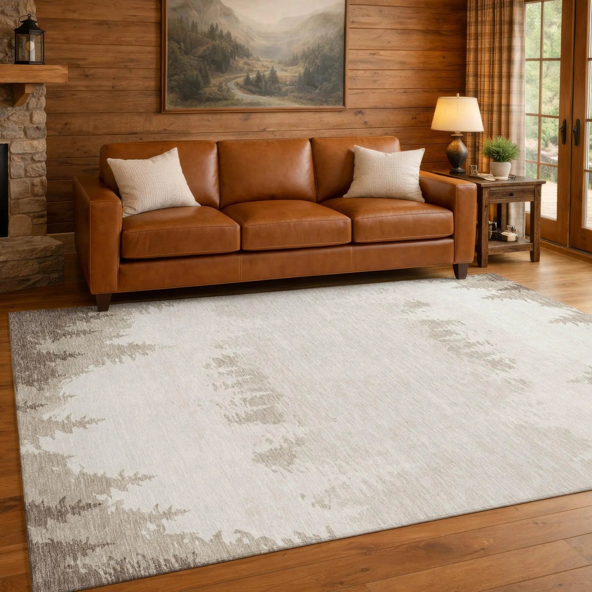 9' X 12' Ivory And Beige Floral Washable Indoor Outdoor Area Rug Homeroots Outdoor