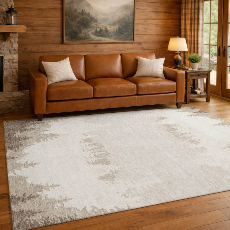 9' X 12' Ivory And Beige Floral Washable Indoor Outdoor Area Rug Homeroots Outdoor