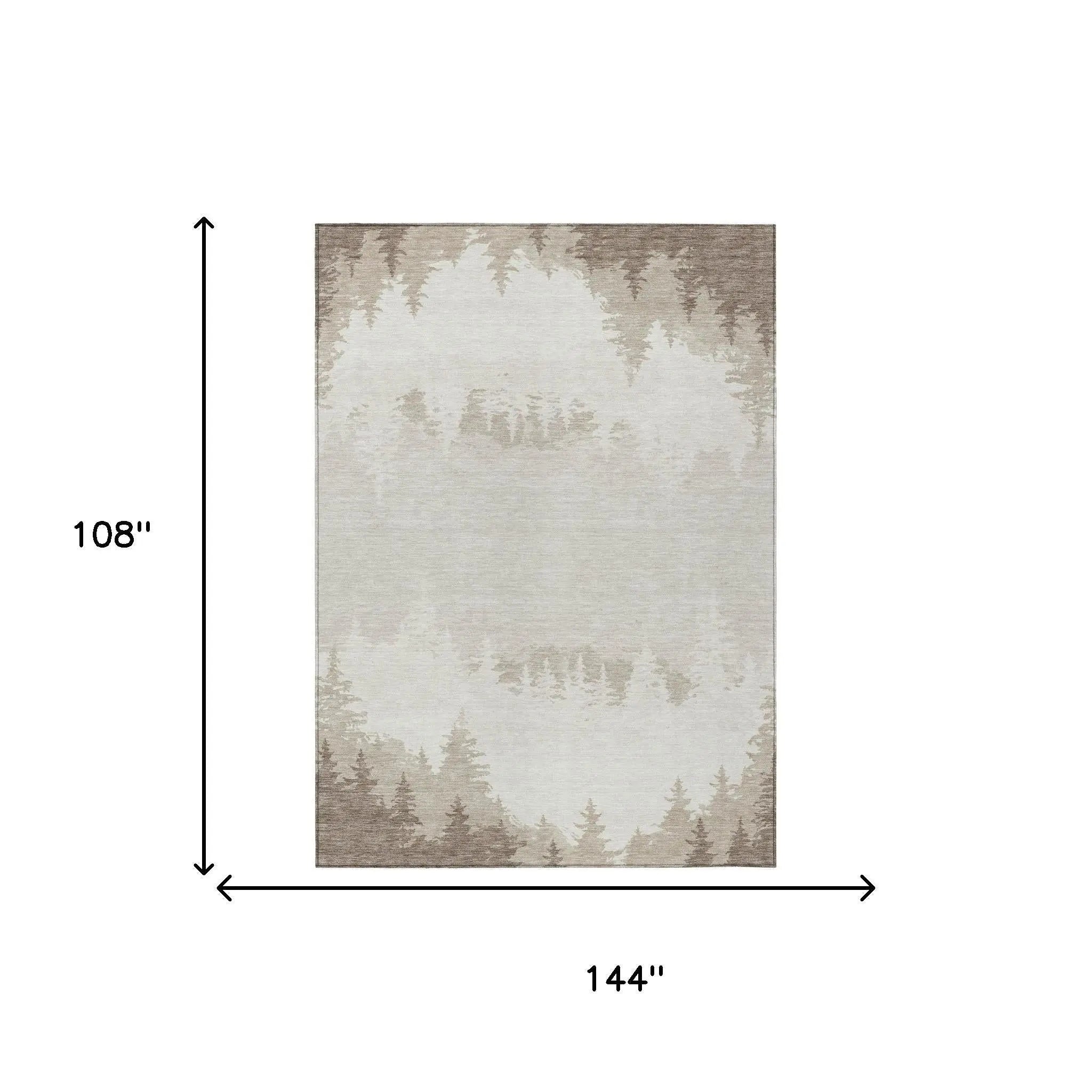 9' X 12' Ivory And Beige Floral Washable Indoor Outdoor Area Rug Homeroots Outdoor