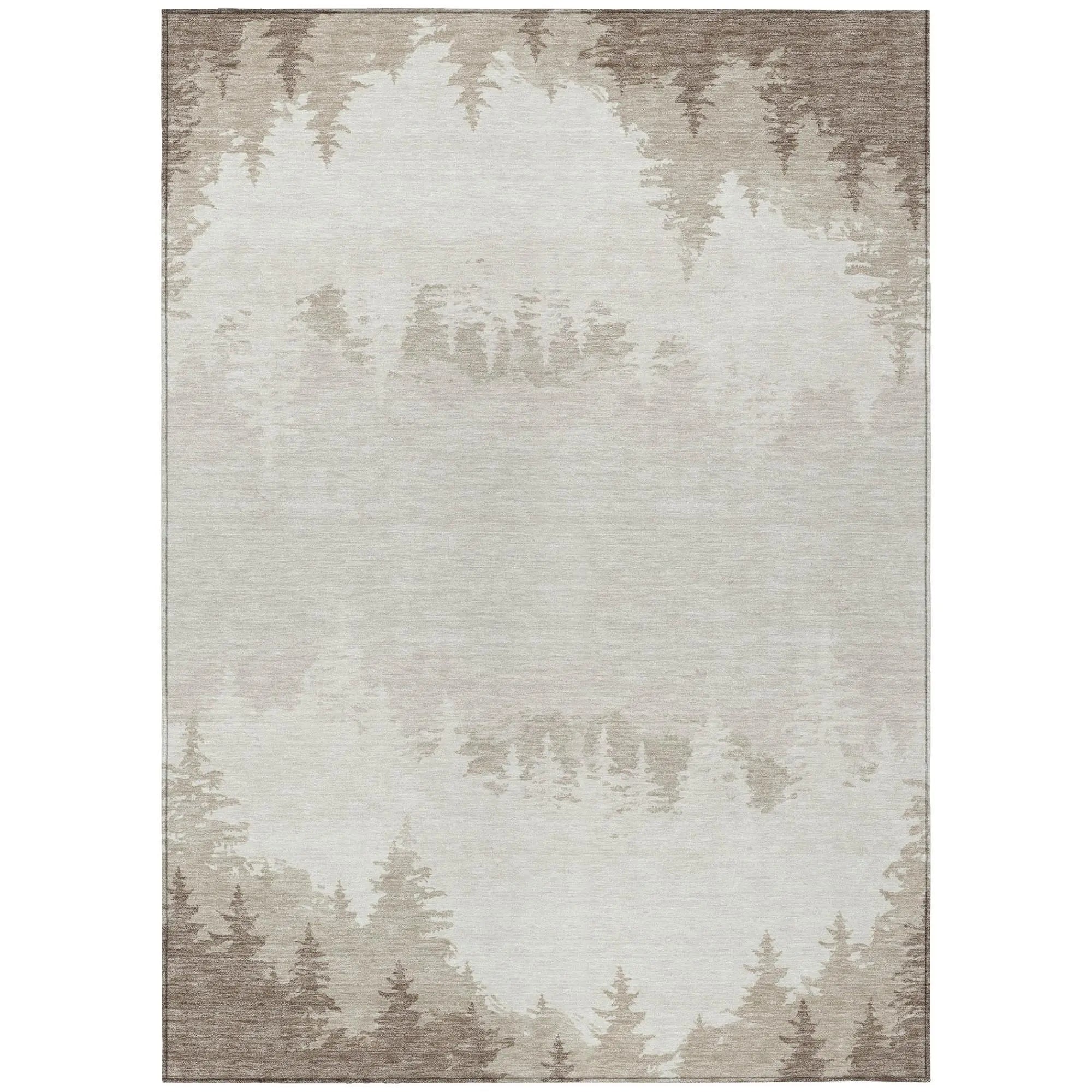 9' X 12' Ivory And Beige Floral Washable Indoor Outdoor Area Rug Homeroots Outdoor
