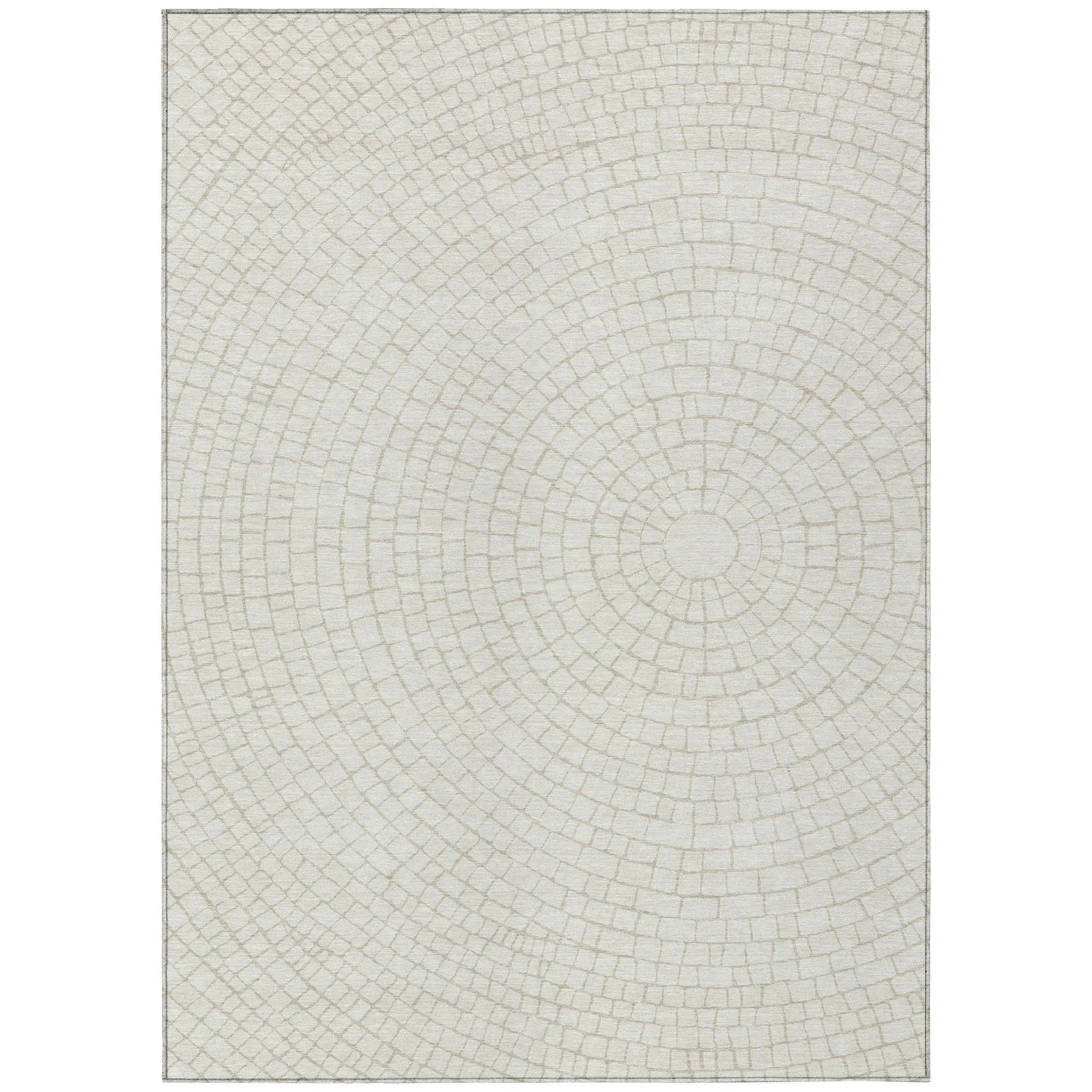 9' X 12' Ivory And Beige Geometric Washable Indoor Outdoor Area Rug Homeroots Outdoor