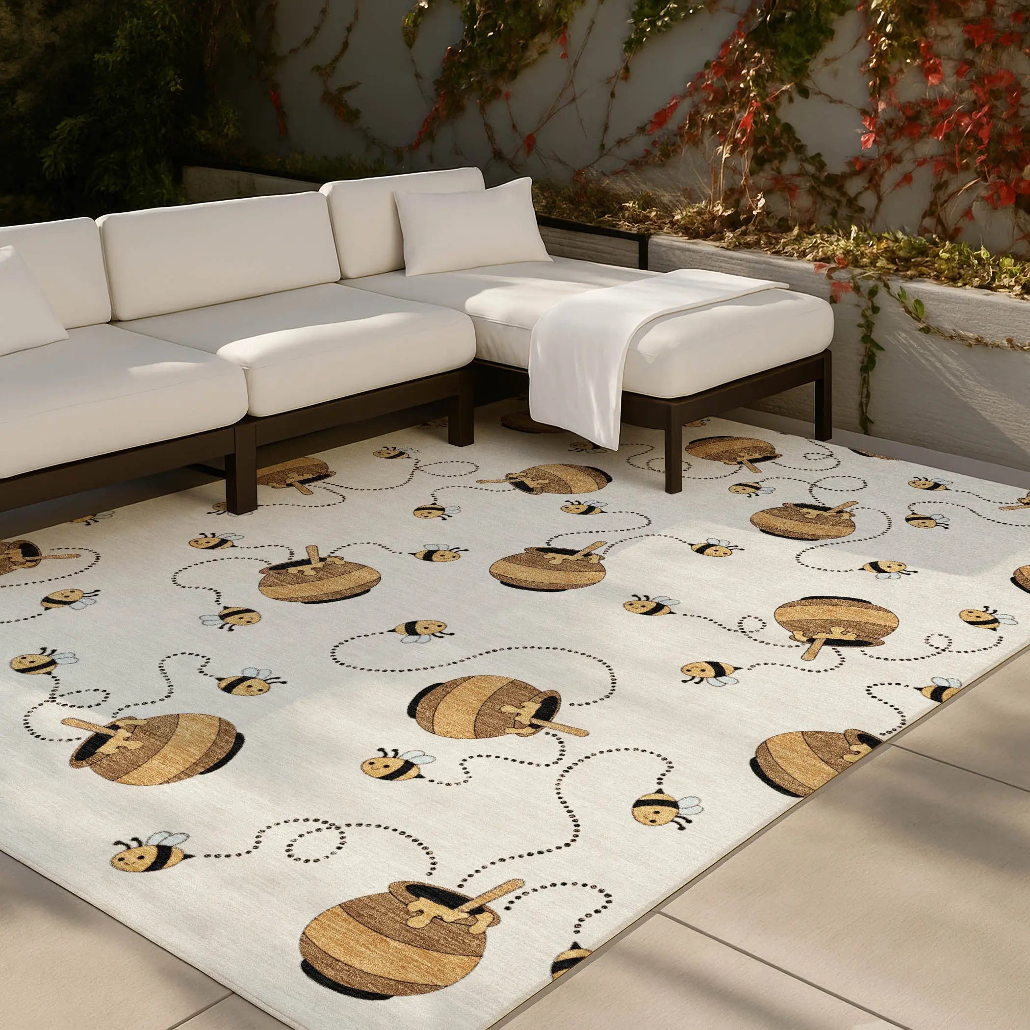 9' X 12' Ivory And Beige Geometric Washable Indoor Outdoor Area Rug Homeroots Outdoor