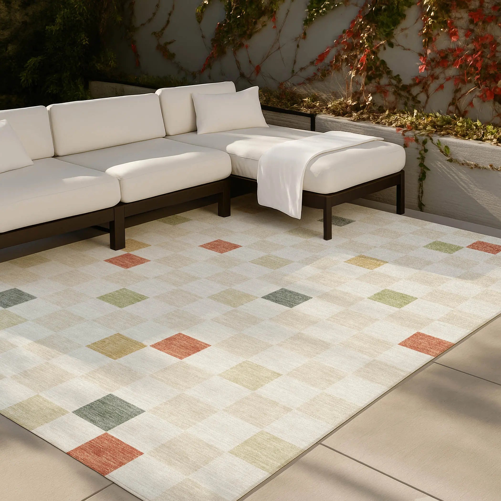9' X 12' Ivory And Beige Geometric Washable Indoor Outdoor Area Rug Homeroots Outdoor