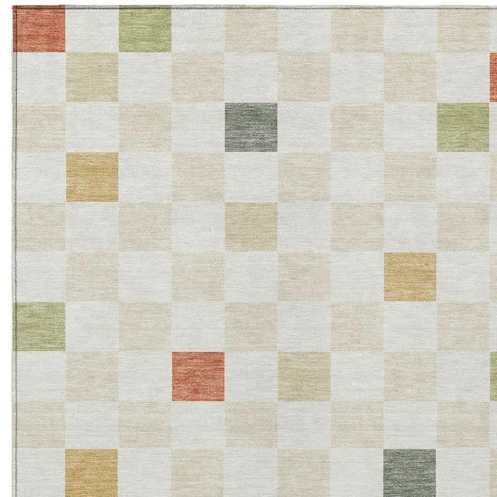 9' X 12' Ivory And Beige Geometric Washable Indoor Outdoor Area Rug Homeroots Outdoor