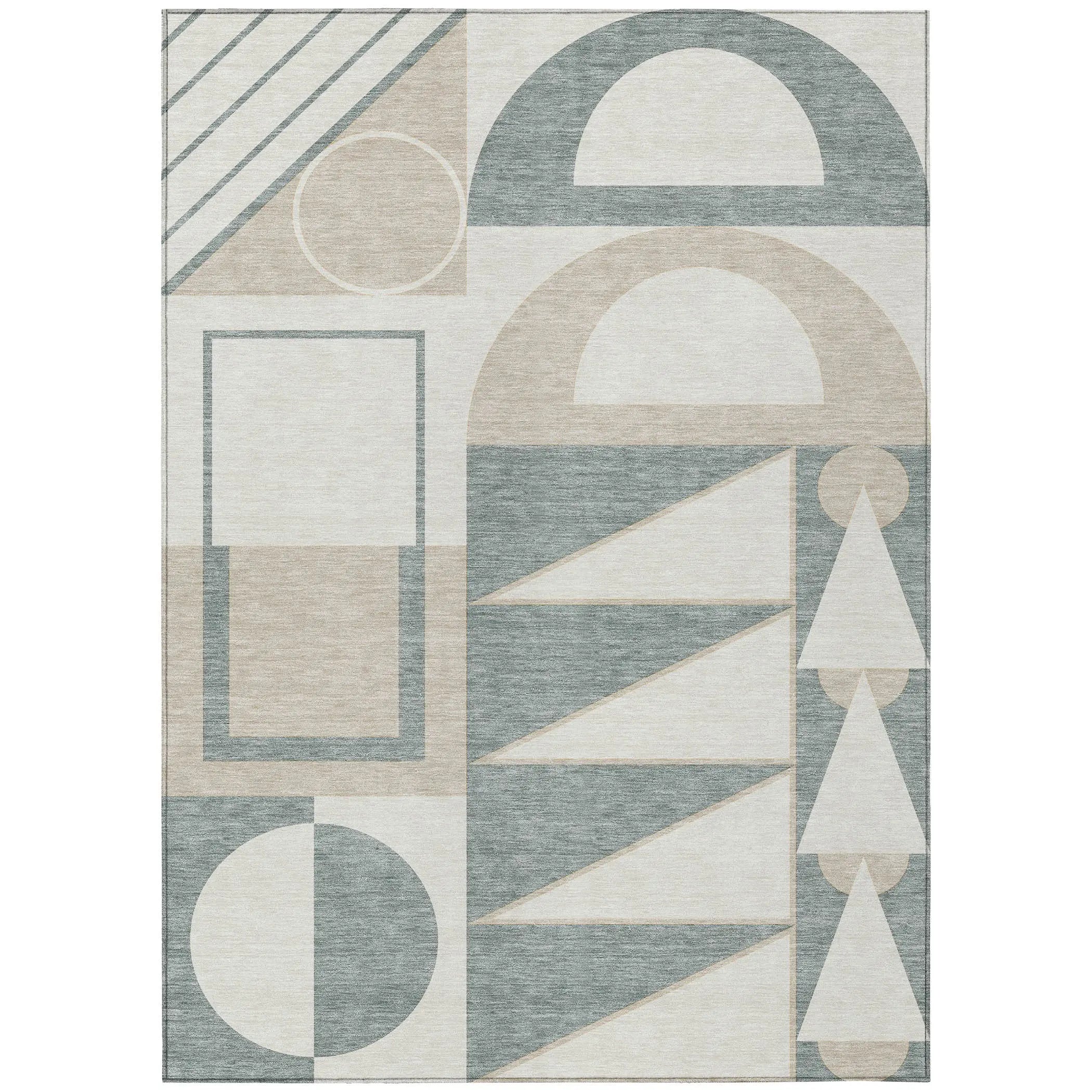 9' X 12' Ivory And Beige Geometric Washable Indoor Outdoor Area Rug Homeroots Outdoor