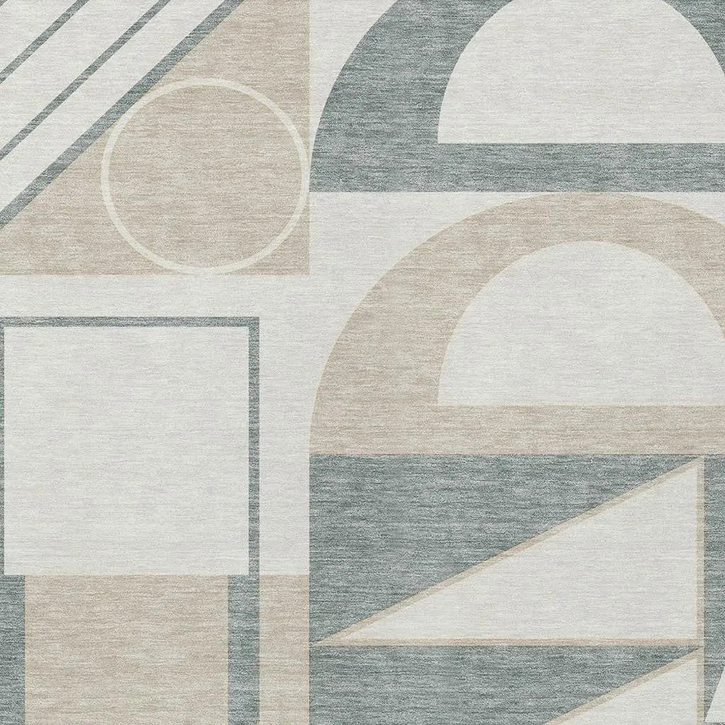9' X 12' Ivory And Beige Geometric Washable Indoor Outdoor Area Rug Homeroots Outdoor