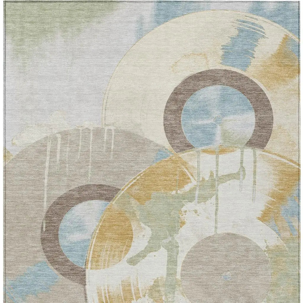 9' X 12' Ivory And Beige Geometric Washable Indoor Outdoor Area Rug Homeroots Outdoor