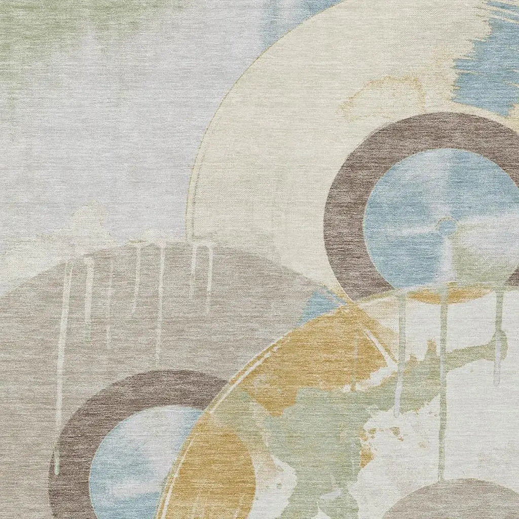 9' X 12' Ivory And Beige Geometric Washable Indoor Outdoor Area Rug Homeroots Outdoor