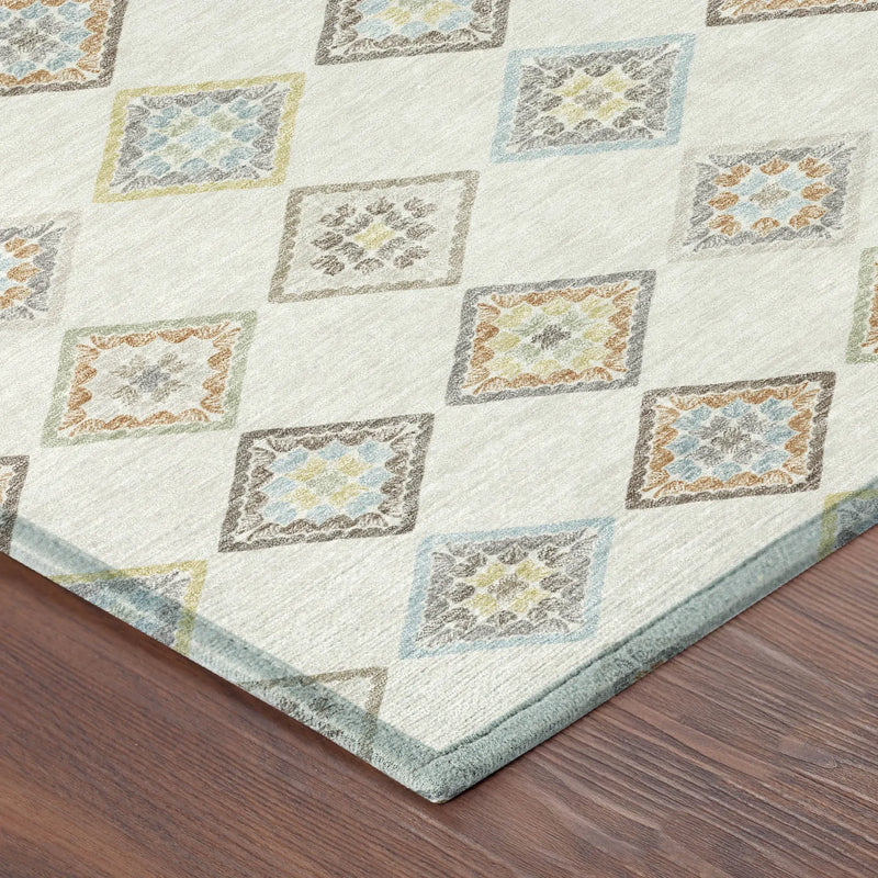 9' X 12' Ivory And Beige Geometric Washable Indoor Outdoor Area Rug Homeroots Outdoor