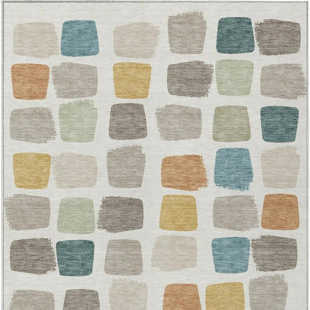 9' X 12' Ivory And Beige Geometric Washable Indoor Outdoor Area Rug Homeroots Outdoor