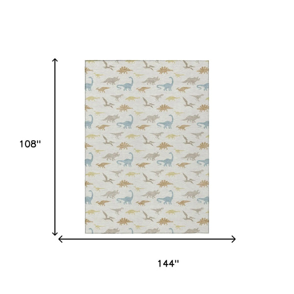 9' X 12' Ivory And Beige Geometric Washable Indoor Outdoor Area Rug Homeroots Outdoor