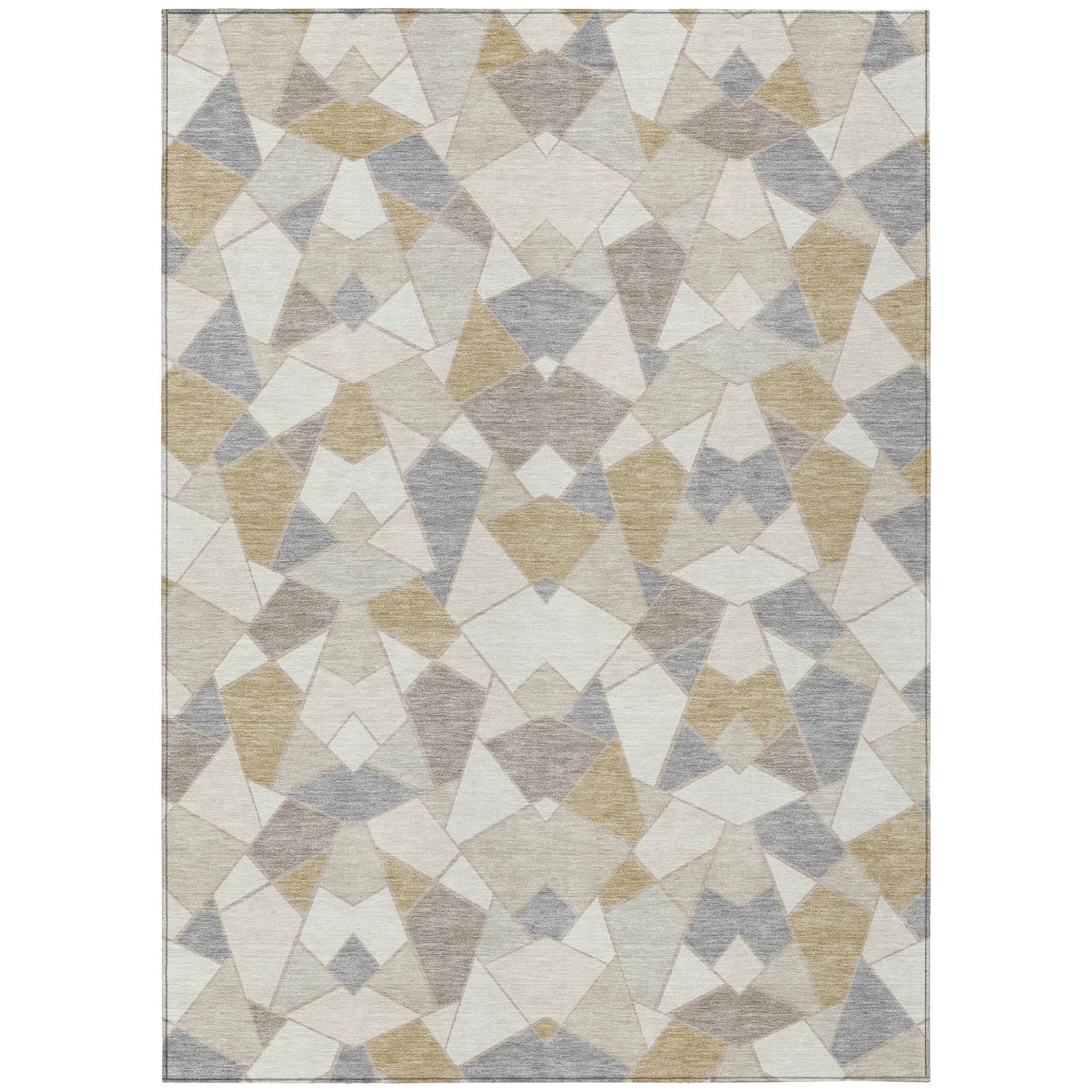 9' X 12' Ivory And Beige Geometric Washable Indoor Outdoor Area Rug Homeroots Outdoor