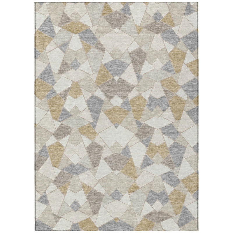 9' X 12' Ivory And Beige Geometric Washable Indoor Outdoor Area Rug Homeroots Outdoor