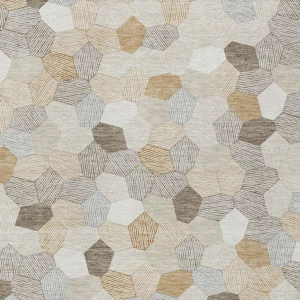 9' X 12' Ivory And Beige Geometric Washable Indoor Outdoor Area Rug Homeroots Outdoor