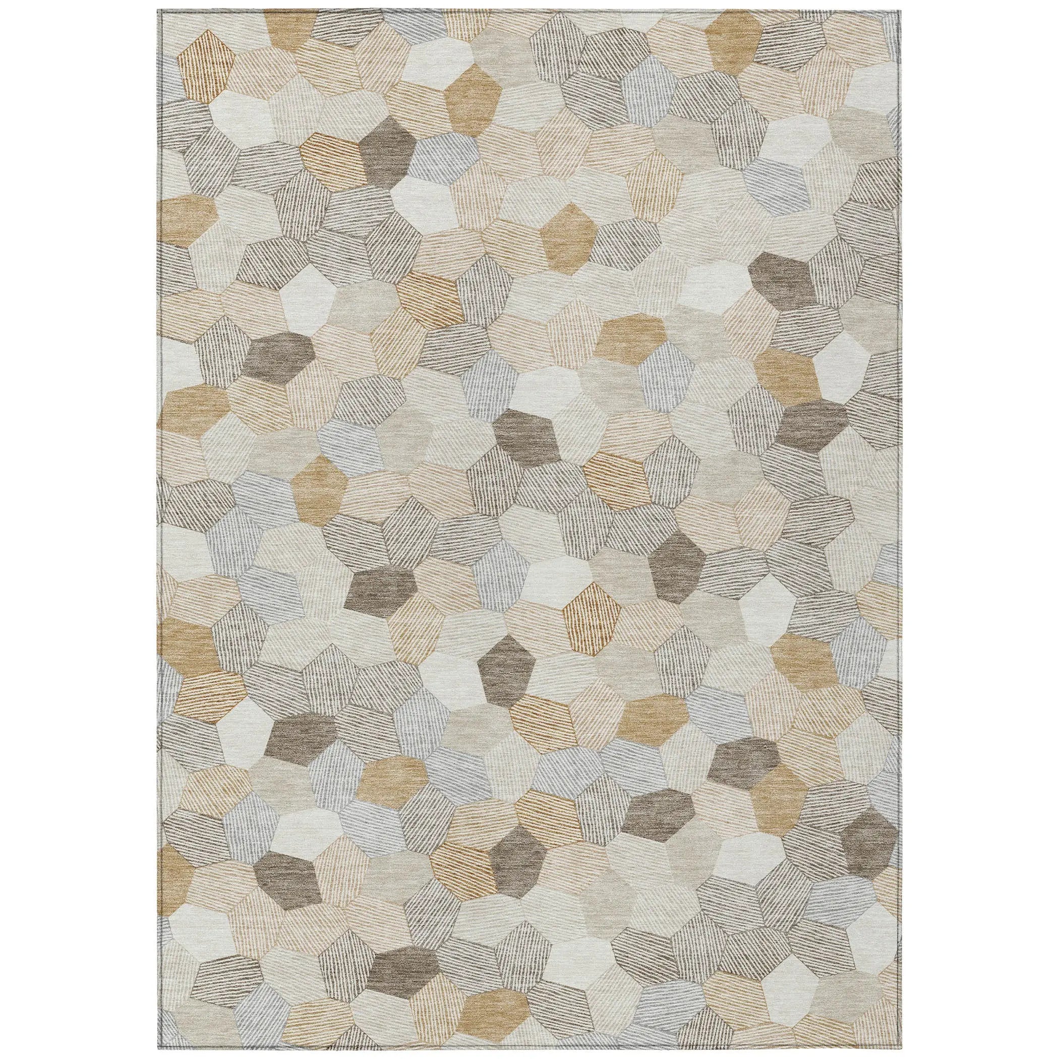 9' X 12' Ivory And Beige Geometric Washable Indoor Outdoor Area Rug Homeroots Outdoor