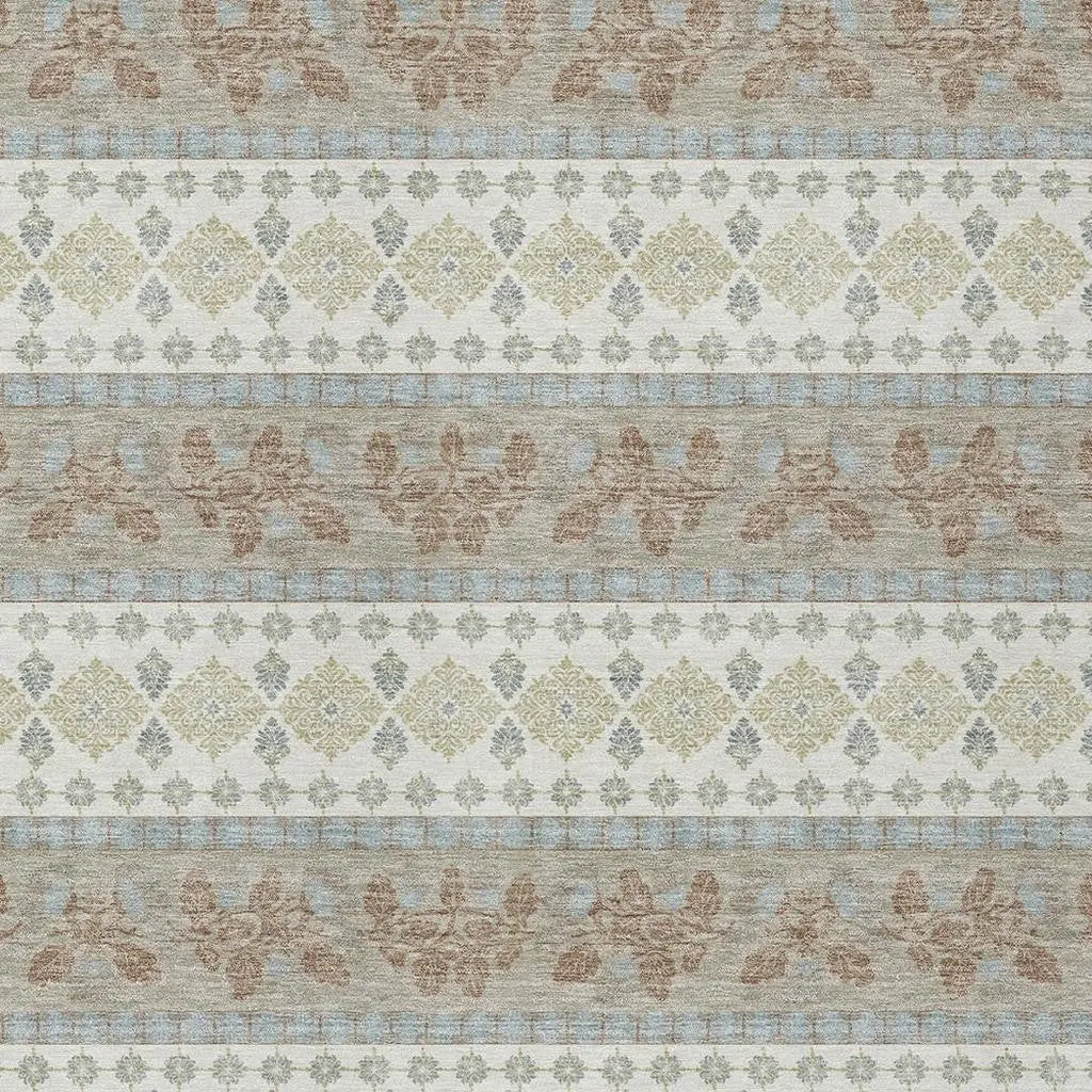 9' X 12' Ivory And Beige Striped Washable Indoor Outdoor Area Rug Homeroots Outdoor