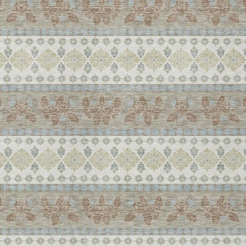 9' X 12' Ivory And Beige Striped Washable Indoor Outdoor Area Rug Homeroots Outdoor