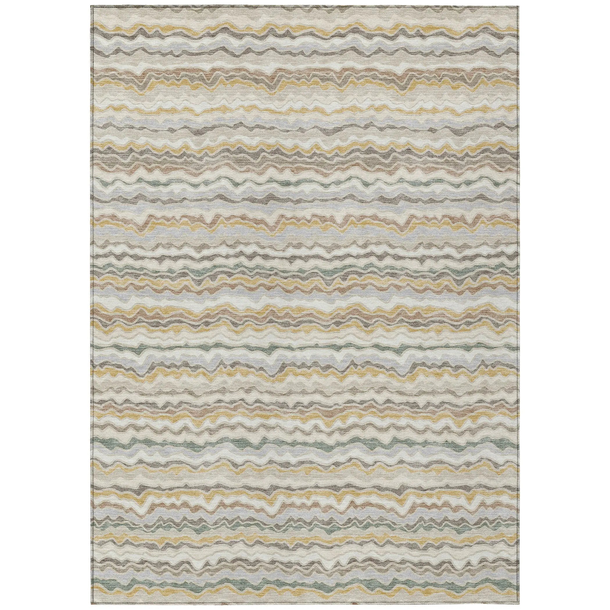 9' X 12' Ivory And Beige Striped Washable Indoor Outdoor Area Rug Homeroots Outdoor
