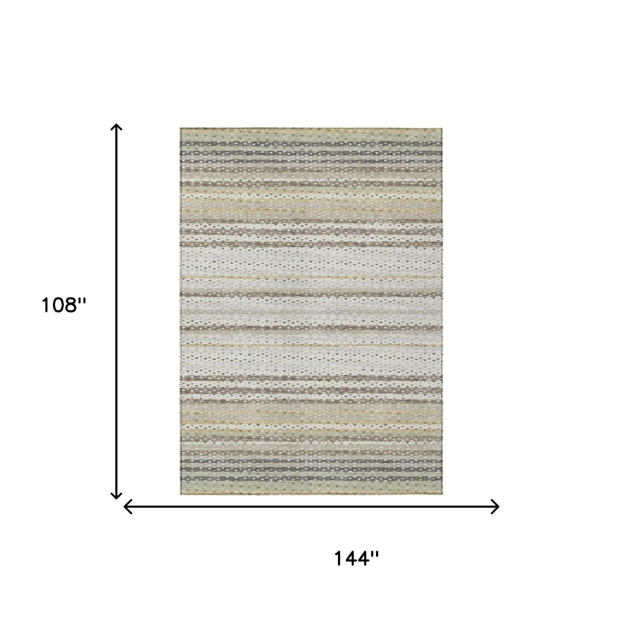 9' X 12' Ivory And Beige Striped Washable Indoor Outdoor Area Rug Homeroots Outdoor