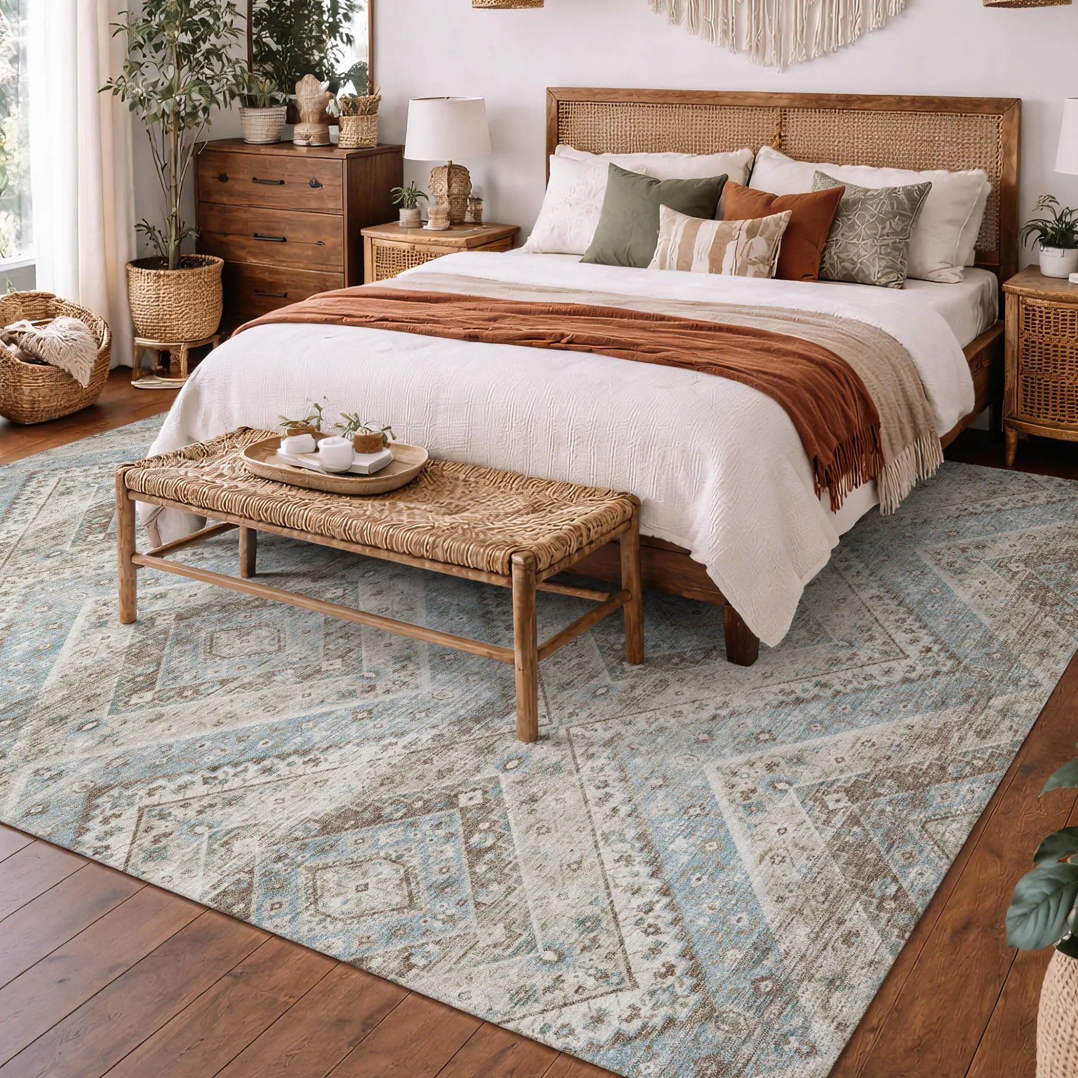 9' X 12' Ivory And Beige Tribal Washable Indoor Outdoor Area Rug Homeroots Outdoor
