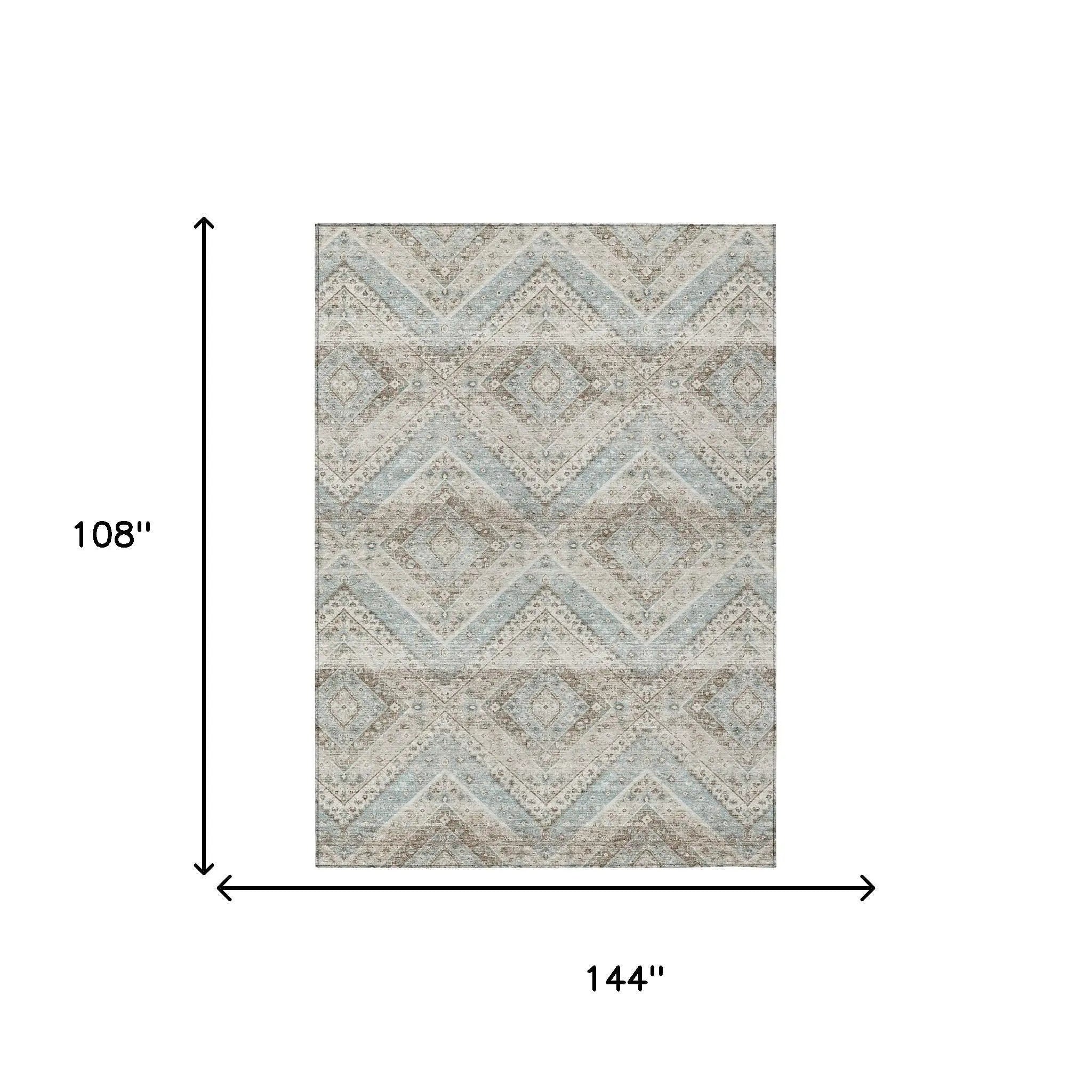 9' X 12' Ivory And Beige Tribal Washable Indoor Outdoor Area Rug Homeroots Outdoor