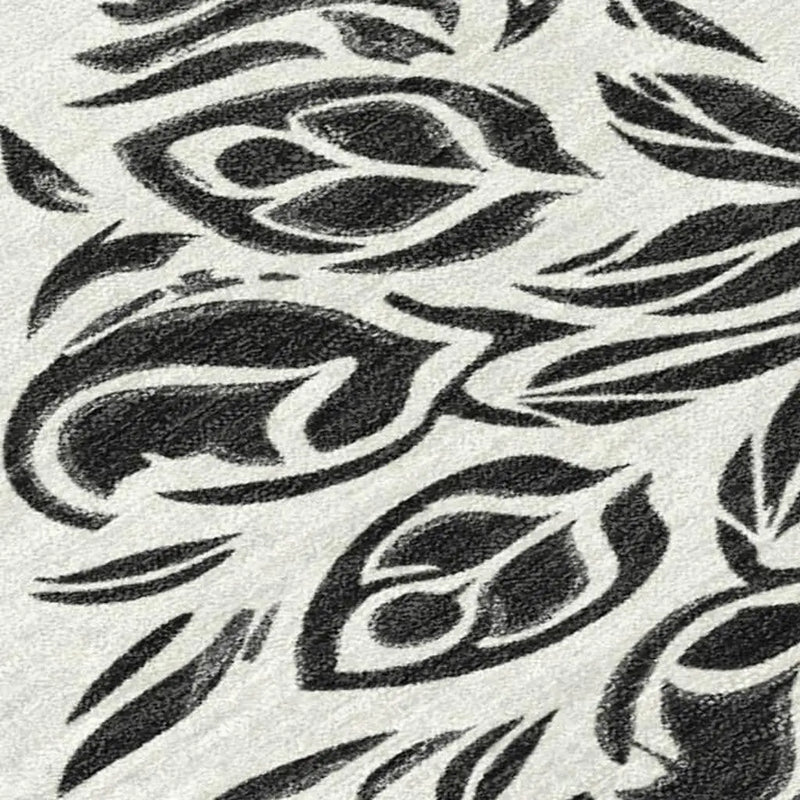 9' X 12' Ivory And Black Damask Washable Indoor Outdoor Area Rug Homeroots Outdoor