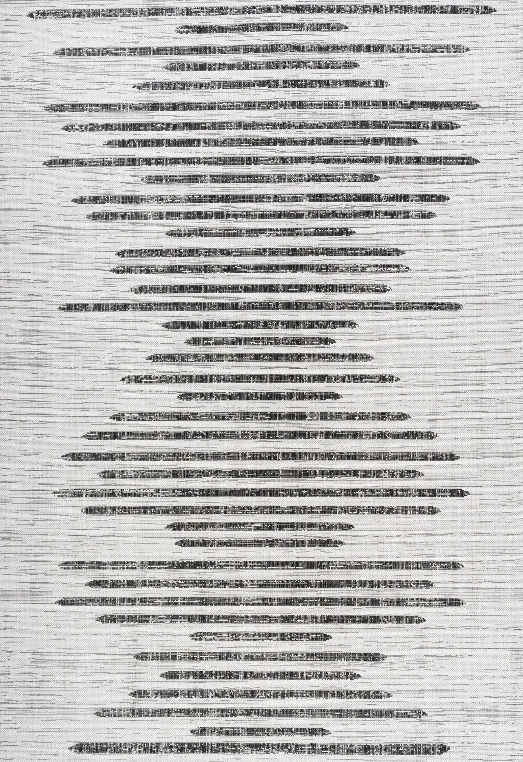 9' X 12' Ivory And Black Striped Indoor Outdoor Area Rug Homeroots Outdoor