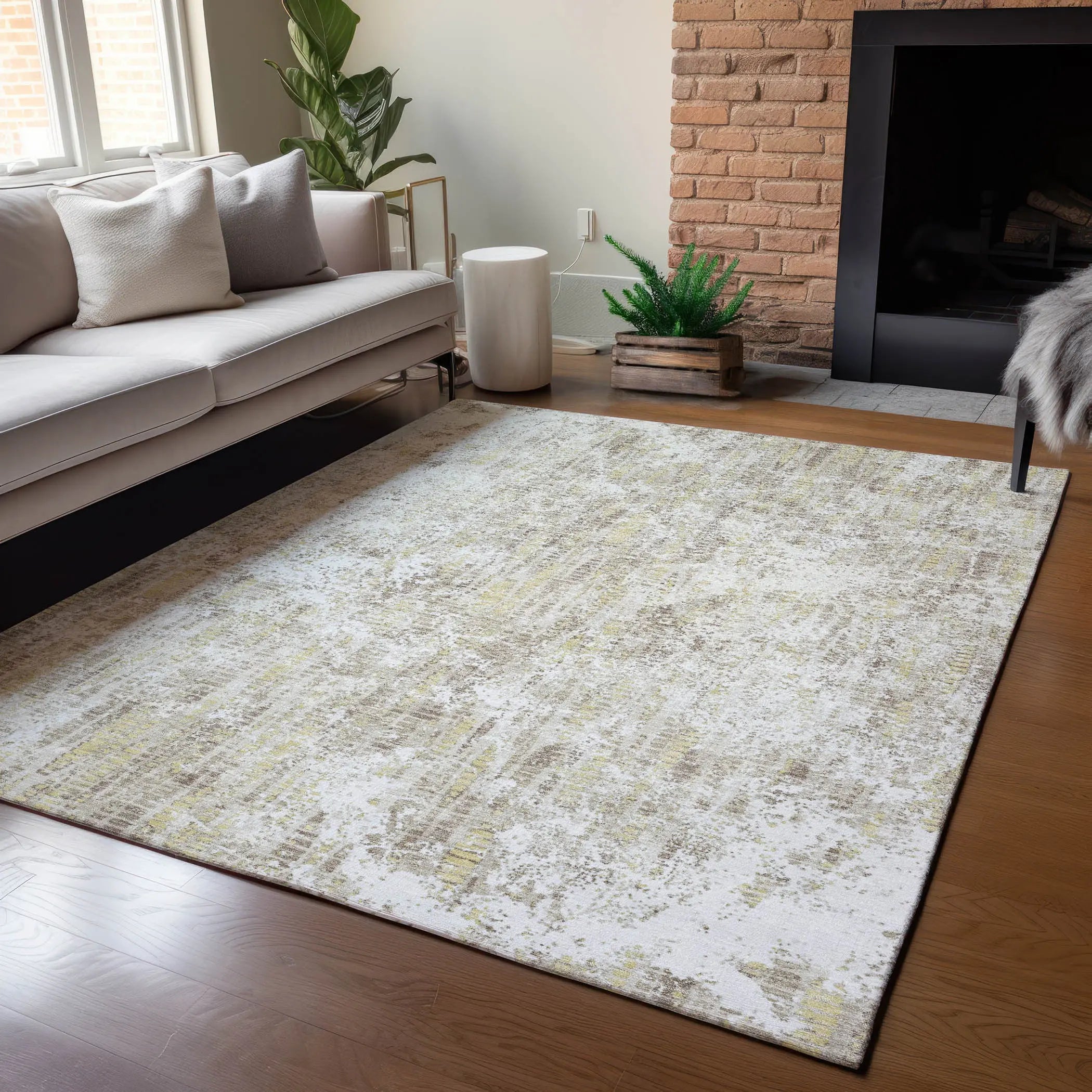 9' X 12' Ivory And Blue Abstract Washable Indoor Outdoor Area Rug Homeroots Outdoor