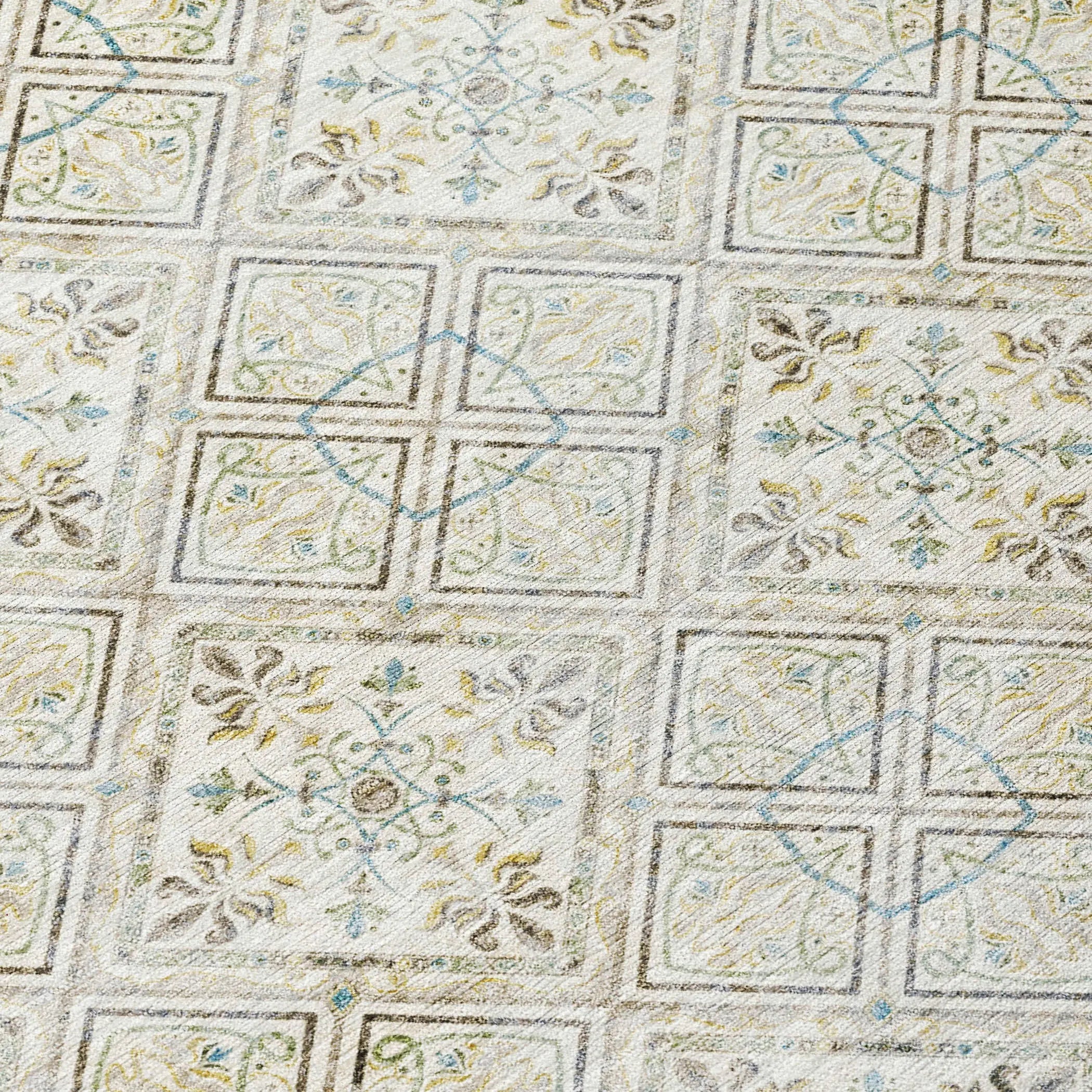 9' X 12' Ivory And Blue Geometric Washable Indoor Outdoor Area Rug Homeroots Outdoor