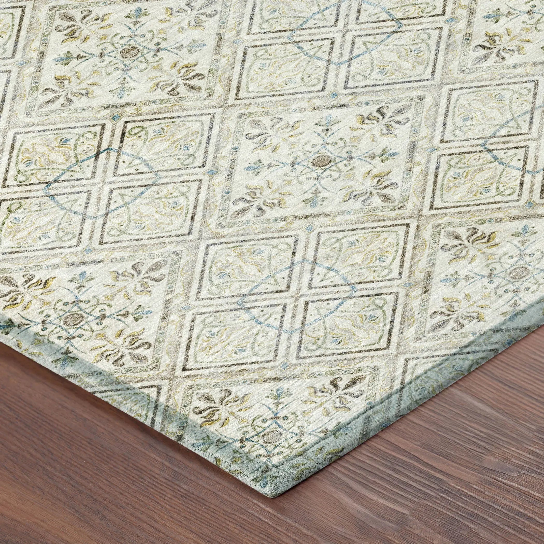 9' X 12' Ivory And Blue Geometric Washable Indoor Outdoor Area Rug Homeroots Outdoor
