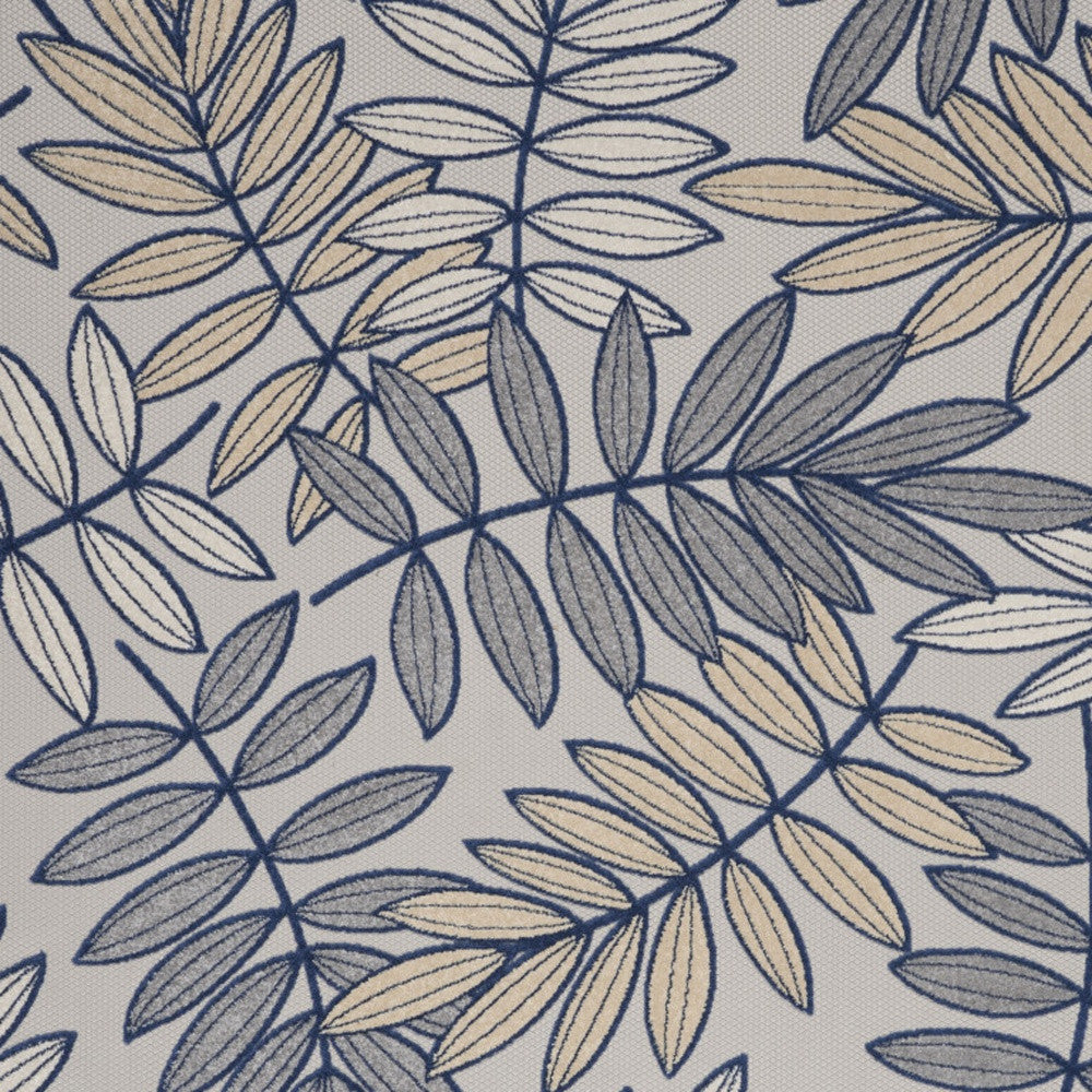9' X 12' Ivory And Blue Indoor Outdoor Area Rug - GreatEagleInc